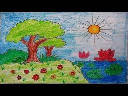 How To Draw Flower Garden Scenery For Kids Spring Season Drawing Easy Drawing Viviana Magazine Flower Drawing Easy Drawings Easy Drawings For Kids