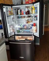 Kitchenaid 20 Cu Ft French Door Refrigerator In Stainless Steel With Interior Water Dispenser Krff300ess The Home Depot French Door Refrigerator Kitchen Aid French Doors