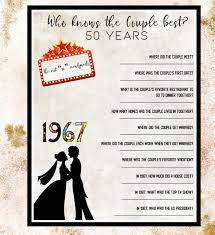 Wedding Anniversary Trivia Game Trivia Questions 1967 Anniversary Trivia Custom Anniversary Party Games Anniversary Games 25th Wedding Anniversary Party
