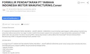 Pekerja umum / gudang / ob f. 5 Lowongan Kerja Pt Yamaha Indonesia Motor Mfg Terbaru 2020 Job Fair Lowongan Kerja 2020 Lulusan Smk Lulusan Sma Smp