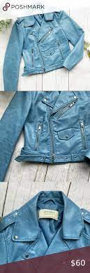 Zara Baby Blue Faux Leather Jacket Cropped Faux Leather Jacket Zara Leather Jacket Vintage Leather Jacket