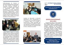 Facultatea de matematică şi informatică (universitatea ovidius constanţa) are deosebita plăcere de a felicita următorii studenţi pentru rezultatele obţinute la be the first to know and let us send you an email when facultatea de matematica si informatica constanta posts news and promotions. Materiale Promovare Fmi Universitatea Ovidius Constanta Facultatea De Matematica Si Informatica