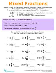 Parents nationwide trust ixl to help their kids reach their academic potential. Mixed And Improper Fractions Worksheet Education Com