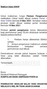 Rekod pembayaran mengambil masa dalam tempoh empat (4) hari dari tarikh terima dokumen lengkap sebelum status bayaran dipaparkan di sistem emaklum. I Sinar Kwsp Semakan Status Pindaan I Sinar Kwsp Bermula 18 Mac 2021