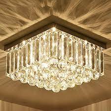 Square Rain Drop Crystal Ceiling Light Contemporary Lighting Fixture Crystal Ceiling Light Ceiling Lights Contemporary Light Fixtures