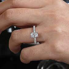 Design your own halo engagement ring online. 14k White Gold Hidden Halo Oval Diamond Engagement Ring Er14649o4w44jj Gabriel Co