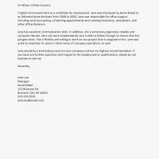 Sample Recommendation Letter From An Employer