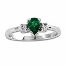Malay 14k yellow gold, emerald & diamond ring. Pear Shaped Emerald And Diamond Accent Engagement Ring In 14k White Gold Zales