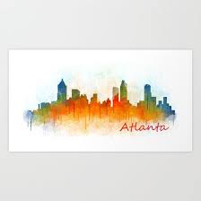 Atlanta City Skyline Hq V3 Art Print By Hqphoto Society6 Skyline Artwork City Skyline City Skyline Art