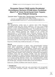 Check spelling or type a new query. Pdf Penguatan Satuan Paud Melalui Pendekatan Pembelajaran Berbasis Steam Dalam Pendidikan Abad 21 Di Taman Kanak Kanak Islam Terpadu