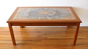 Vintage teak coffee table with tiled and glass top, 1970 usd $ 432.26 mid century gold plated metal and smoked glass coffee table by begochrom, 1970s Mid Century Modern Danish Teak Sunburst Tile Coffee Table Picked Vintage