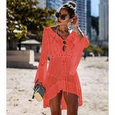 Beach Cover Ups Crochet Knitted Dress Tunic Long Pareos Bikinis Cover Ophira Store Knit Swimwear Swimsuit Beach Dress Beach Coverup Dress