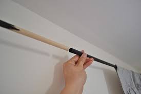 Clever Extent Curtain Rod With Wooden Dowel In Middle Cafe Rod Curtain Rod Extender Diy Curtain Rods