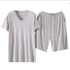 Modelo de manga corta y cuello redondo con estampado de rayas en busca en el corte inglés con una fotografía en lugar de texto. 4xl Pijamas Hombres Verano Pijamas De Manga Corta Pijamas Modales Hombres Lounge Pijamas De Talla Grande Pijamas