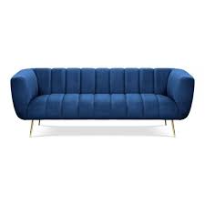 Vivienne 3 Seater Sofa Velvet Upholstered Royal Blue Blue Sofas Living Room 3 Seater Sofa Modern Velvet Sofa