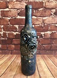 Decorated Wine Bottles Decoupage Bottles Altered Art Mixed Media Art Vintage Art Bottles Decorative Bottles Home De Bottle Art Bottles Decoration Bottle Crafts