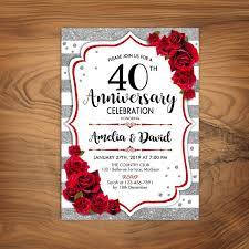 40th Wedding Anniversary Invitation Any Year Ruby Red Silver Wh In 2020 Ruby Wedding Anniversary 40th Wedding Anniversary Party Ideas Wedding Anniversary Invitations