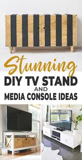 In the age of led televisions, a tv stand may remind you of giant box furniture holding the heavy and enormous color television. Diy Tv Stand Media Console Ideas Ohmeohmy Blog