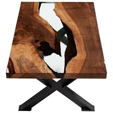 Hudson 120 Clear Epoxy Resin Coffee Table With X Legs Epoxy Wood Table Wood Resin Table Epoxy Resin Table