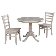 August Grove Petra Traditional Extendable Pedestal 3 Piece Solid Wood Bistro Set Black Dining Room Furniture Extension Dining Table Chairs For Small Spaces