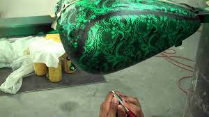 Lace Paint Love The Green And Black Lace Painting Motorcycle Painting Custom Paint Motorcycle