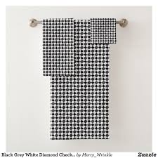 Kassatex firenze turkish cotton bath towels. Black Grey White Diamond Checkered Bath Towel Set Zazzle Com Towel Set Bath Towel Sets Custom Towel