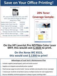 Printer cartridge price / page yield = cost per page. Xerox Price Per Page Promotions