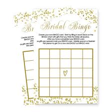 Bridal Shower Bingo Game Card Set Of 25 Abstract Black And Gold