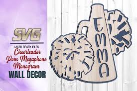 Download Cheer Pom Megaphone Monogram Svg Glowforge Laser Cut Files 1125969 Cut Files Design Bundles