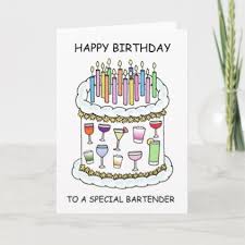 Birthday Cake With Lots Of Candles Cartoon Happy Birthday Bartender Mixologist Card Zazzle Com In 2020 Cartoon Birthday Cake Happy Birthday Birthday Cartoon