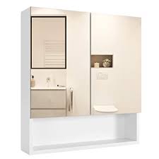 If your medicine cabinet is recessed into the drywall, please order a sample first. Buy Homfa Bathroom Wall Mirror Cabinet With Double Doors And Adjustable Shelf 20 9 X 22 8 Inch Wooden Medicine Cabinet Multipurpose Storage Organizer Kitchen Cupboard Cream Online In Indonesia B07ytt699y