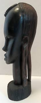 Vintage African Carved Ebony Wood Sculpture Statue Tribal Woman Bust Besmo Kenya African Wood Carvings Sculpture Wood Sculpture