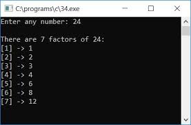 New method of finding all the factors of any number. C Program To Find And Print All Factors Of Given Number