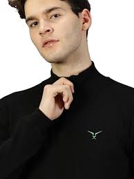 Buy LEON Mens Cotton Blend Half Zipper Solid Hoodies