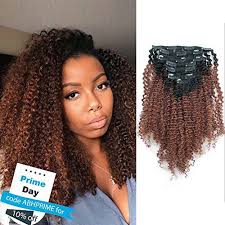 3c 4a Afro Curly Ombre Hair Extensions Clip Ins Ombre Hair Extensions Ombre Curly Hair Curly Clip Ins