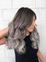 Ashy Silver Balayage Curls Balayage Hair Brunette Straight Ashy Balayage Short Hair Balayage