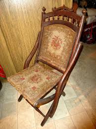 Antique Victorian Eastlake Wood Folding Chair Tapestry Seat Back Wood Folding Chair Chair Folding Lounge Chair