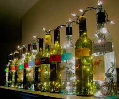 Wine Bottle Lights These Are Perfect For Lining The Top Of The Bar Instead Of Boring Empty Bottle College Apartment Decor Lighted Wine Bottles Diy Apartments