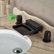 dual handle waterfall bathroom sink faucet