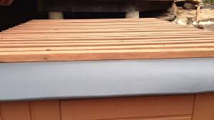 Hot tub enclosure doesn't only beneficial for comfort and aesthetic point, but it also can save your energy cost because it can keep the temperature better. Diy Rollable Cedar Hot Tub Spa Cover Hometalk