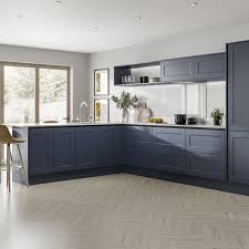 Chelford Navy Handleless Kitchen Chelford Handleless Kitchen Navy Classic Kitchen Design Modern Shaker Kitchen Modern Kitchen Interiors
