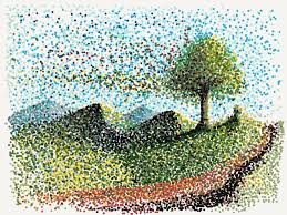 Hay muchas técnicas en el dibujo que son muy buenas para mejorar y por supuesto mostrar un estilo diferente al momento de hacer arte. Tres Humble Hommage Au Pointillisme Made With Paper By Bruno Lamy Via Twitter Pointalism Art Dot Art Painting Painting Art Projects