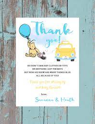 Drive By Baby Shower Thank You Card Classic Winnie The Pooh Etsy Baby Shower Thank You Cards Baby Shower Thank You Baby Shower Cards