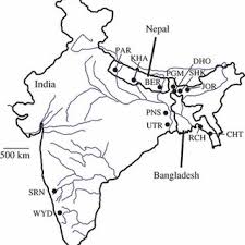 Bangladesh score 3 goals in the last 5 games, and india. Map Of Study Area India Nepal Bangladesh With Sampling Locations Download Scientific Diagram