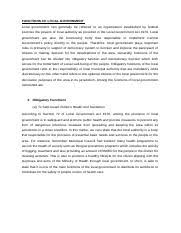 Their jurisdiction covers an area of 186.46 square kilometres.1. Functions Of Local Government Docx Functions Of Local Government Local Government Can Generally Be Referred To An Organization Established By Federal Course Hero
