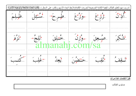 أوراق عمل للصفوف الأولية مرحلة ابتدائية لغة عربية الفصل الثاني المناهج السعودية