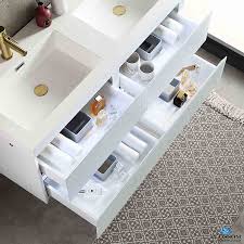 floating double vanity calacatta white