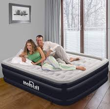 New Review Mersuii Air Mattress Queen Size Portable Inflatable Airbed With Built In Pump Durable Air Mattress Full Storage Bag Included Classic Stripe Flocked