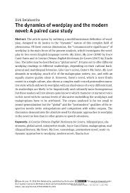 Pdf The Dynamics Of Wordplay And The Modern Novel A Paired Case Study