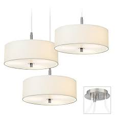 Possini Euro White Drum Brushed Nickel 3 Light Pendant 17k76 Lamps Plus Swag Chandelier Swag Pendant Light White Drum